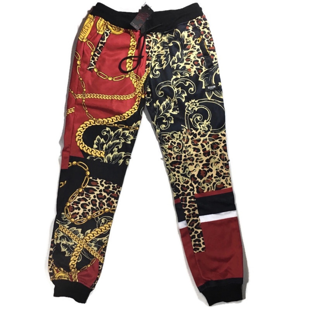 Men’s “Chained Leopard” track pants. Size S.